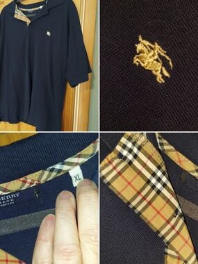 Burberry Navy Polo with Gold Logo